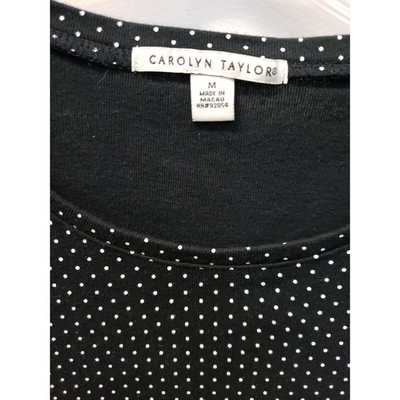Carolyn Taylor Womens Size M Polka Dot Black and White Short Sleeve Cotton - Picture 4 of 7